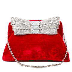 Red and Maroon color Clutches in Velvet fabric with Stone work : 330590