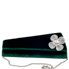 Green color Clutches in Velvet fabric with Stone work : 330593