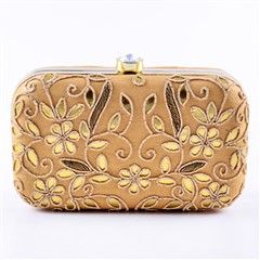 331672 Gold  color family Clutches in Art Dupion Silk fabric with Gota Patti work .