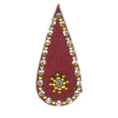 335021 Red and Maroon color family bindi in  fabric with  work.
