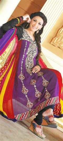 400836 Multicolor  color family Bollywood Salwar Kameez in Faux Georgette fabric with Cut Dana,Resham,Stone,Zardozi work .