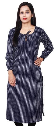 Casual Blue color Kurti in Rayon fabric with Printed work : 468040