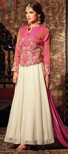 491706 Beige and Brown,Pink and Majenta  color family Bollywood Salwar Kameez in Faux Georgette fabric with Machine Embroidery,Stone,Thread,Zari work .