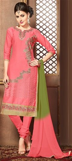 492434 Pink and Majenta  color family Cotton Salwar Kameez in Cotton fabric with Lace, Machine Embroidery, Resham, Stone, Thread work .