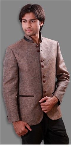 Casual Beige and Brown color Blazer in Cotton, Jute fabric with Thread work : 502654