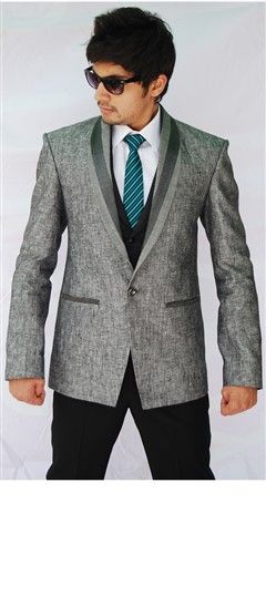 Casual Black and Grey color Blazer in Cotton, Jute fabric with Thread work : 502667