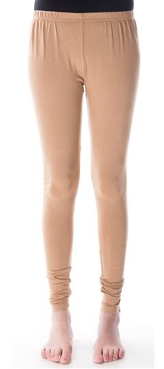 600294 Beige and Brown  color family leggings in Cotton, Lycra fabric with Thread work .