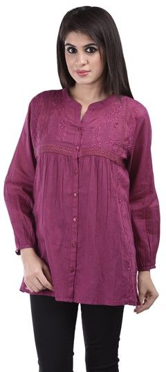 650099: Casual Purple and Violet color Tops & Shirts in Cotton fabric with Embroidered work
