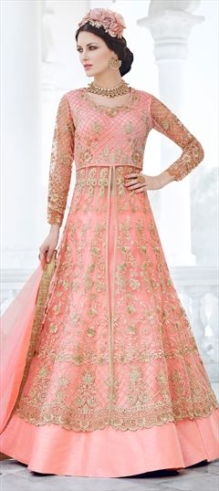 753711 Pink and Majenta  color family Long Lehenga Choli in Net fabric with Lace, Machine Embroidery, Resham, Stone, Thread, Zari work .