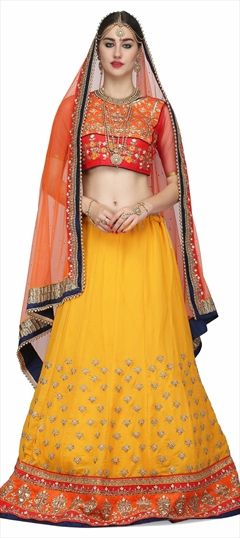 760752 Yellow  color family Brides maid Lehenga in Crepe fabric with Dabka, Sequence, Stone work .