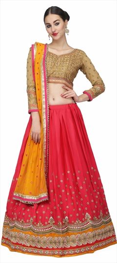 760753 Pink and Majenta  color family Brides maid Lehenga in Crepe fabric with Dabka, Sequence, Stone, Zari work .