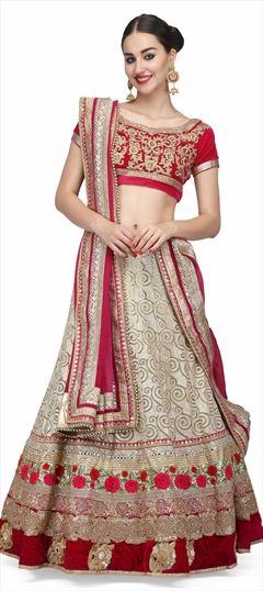 760754 Beige and Brown  color family Brides maid Lehenga in Net fabric with Dabka, Machine Embroidery, Sequence, Stone, Thread, Zari work .