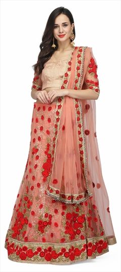 760755 Pink and Majenta  color family Brides maid Lehenga in Net fabric with Machine Embroidery, Sequence, Thread, Zari work .