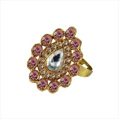 Pink and Majenta, White and Off White color Ring in Brass studded with CZ Diamond & Gold Rodium Polish : 810936