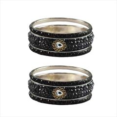Black and Grey color Bangles in Brass studded with CZ Diamond & Gold Rodium Polish : 813427