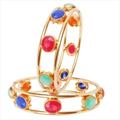 Multicolor color Bangles in Metal Alloy studded with Kundan & Gold Rodium Polish : 815062