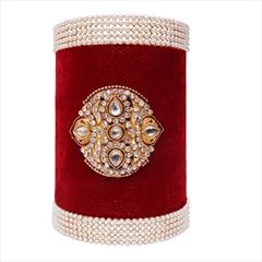 Red and Maroon color Bangles in Metal Alloy studded with Austrian diamond, Pearl & Gold Rodium Polish : 815064