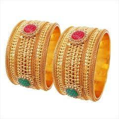 Green, Red and Maroon color Bangles in Metal Alloy studded with Austrian diamond & Gold Rodium Polish : 815068