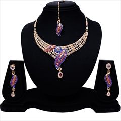 815184 Multicolor  color family Necklace in Metal Alloy Metal with Austrian diamond stone  and Gold Rodium Polish work