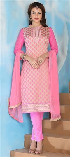900176 Pink and Majenta  color family Cotton Salwar Kameez, Party Wear Salwar Kameez in Cotton fabric with Machine Embroidery, Resham, Thread work .