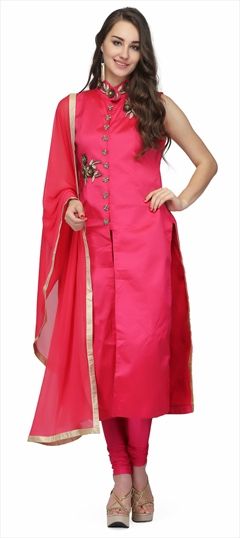 900585 Pink and Majenta  color family Party Wear Salwar Kameez in Art Silk fabric with Sequence work .