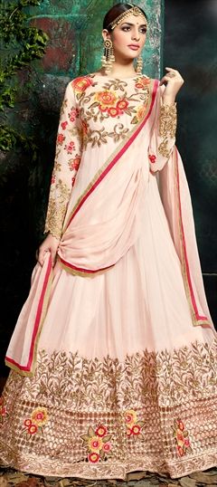 901713 Pink and Majenta  color family Anarkali Suits in Georgette fabric with Machine Embroidery, Resham, Stone, Zari work .