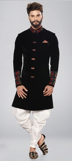 Buy Brown Silk Indowestern With Resham & Sequin Embroidery | Shreeman