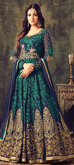 Georgette Solid Long Anarkali gown, Full Sleeve, Green at Rs 1650 in  Dehradun-vachngandaiphat.com.vn