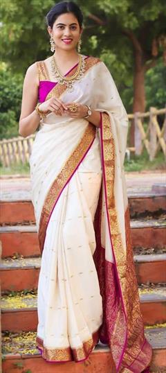 Spring Ladies Party Wear Skin Friendly Off White Printed 100% Cotton Silk  Saree at Best Price in Bhuj | Sati Textile