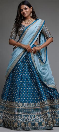gahgra choli style saree blue and skin color combination Rayna fashion  club.. | Party wear sarees, Saree, Saree designs