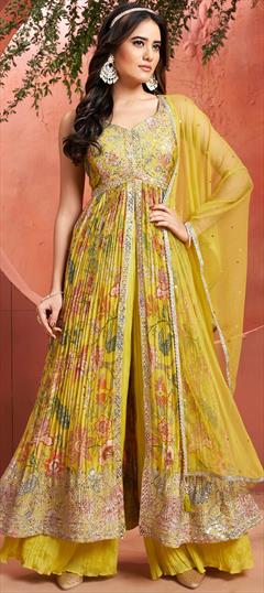 Raw Silk Kani Jaal Suit Set - Citrus Mustard - KCS Kashmir Shawl Emporium