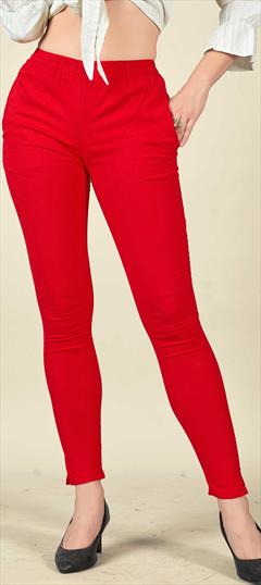 Be Indi Red Cotton Jeggings