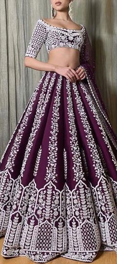 Buy Reception Lehenga - Purple Embroidery Festive Lehenga Choli