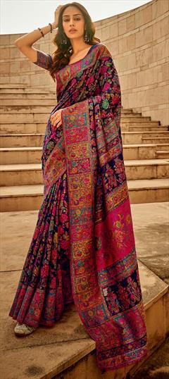 Women Plain Weave Chiffon Floral Printed Saree with Blouse Piece