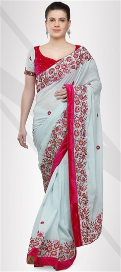 Faux Georgette Party wear Readymade Saree - Aazuri