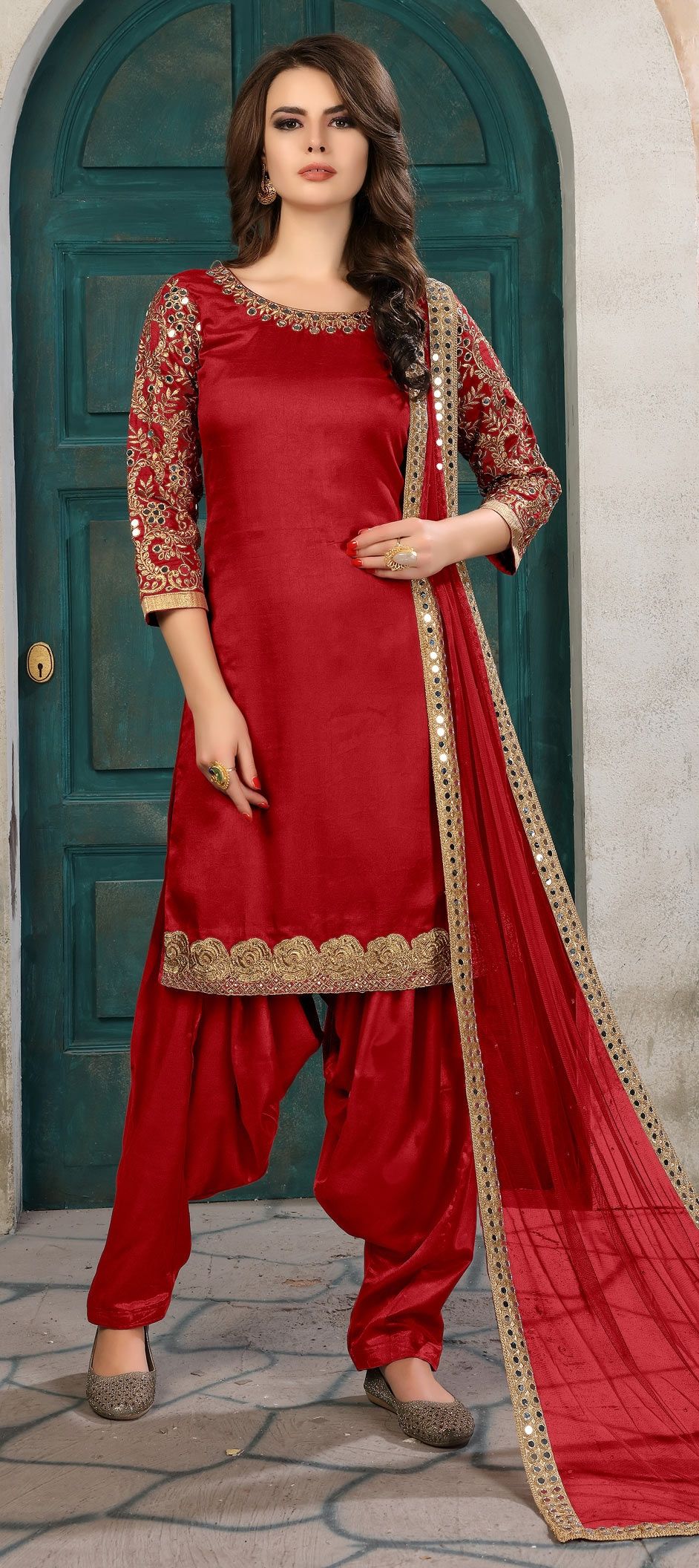 red Patiala Salwar Suit