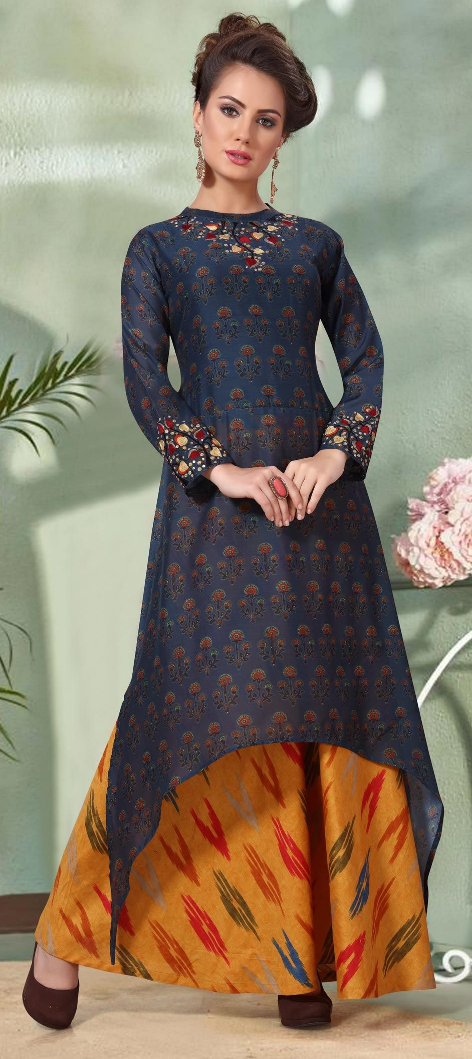 Stitched Chanderi Block Printed Tunic ready size 42