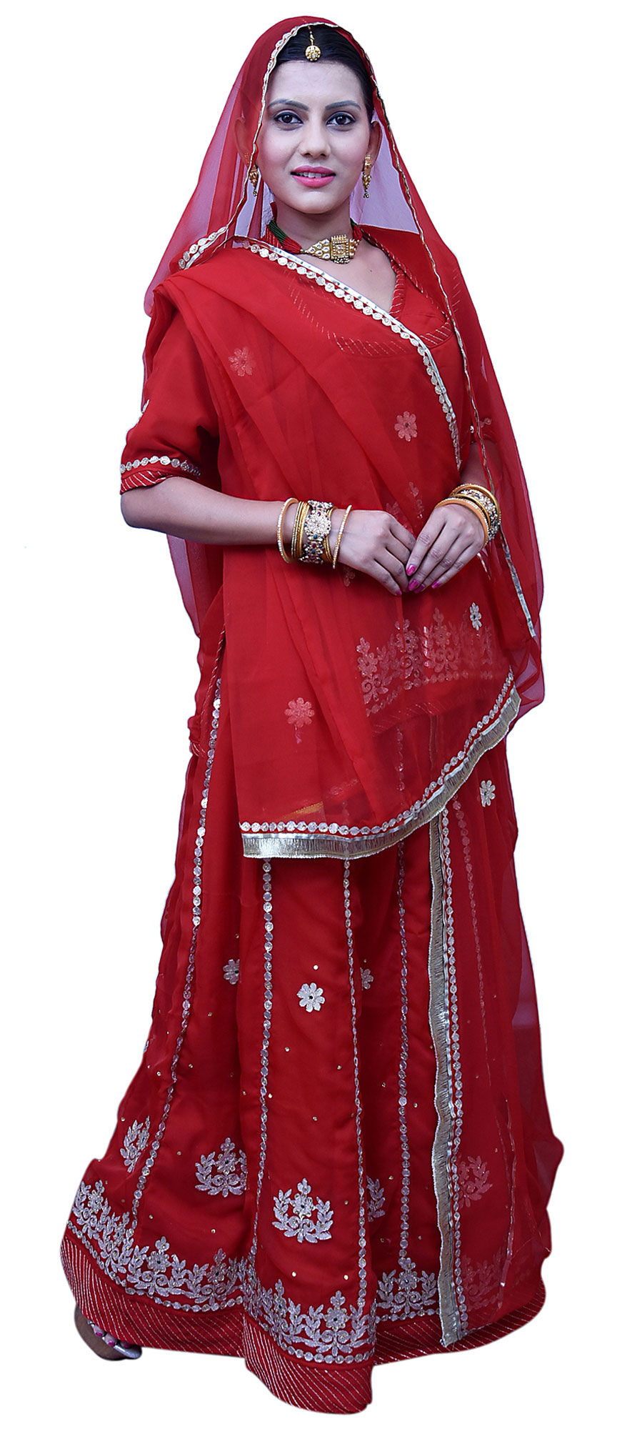 Festive, Traditional, Wedding Red and Maroon color Georgette fabric ...