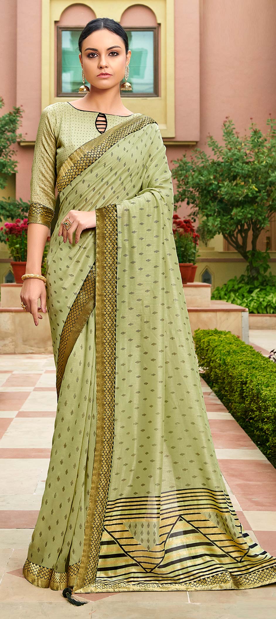 Traditional Green Color Art Silk Silk Fabric Saree 1663883 2349