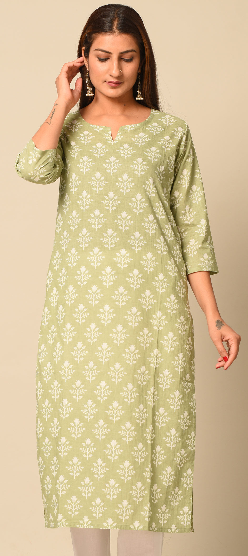 Casual Green color Cotton fabric Kurti : 1708667