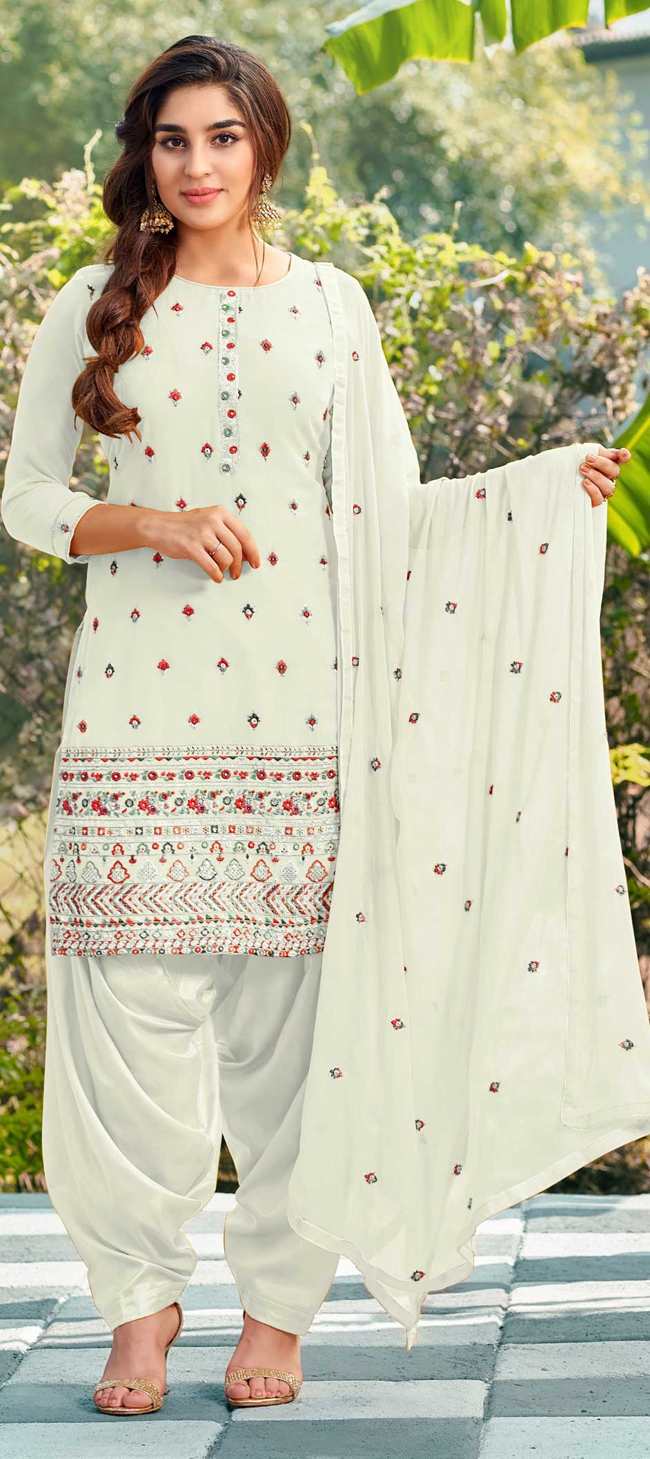 white Patiala Salwar Kameez