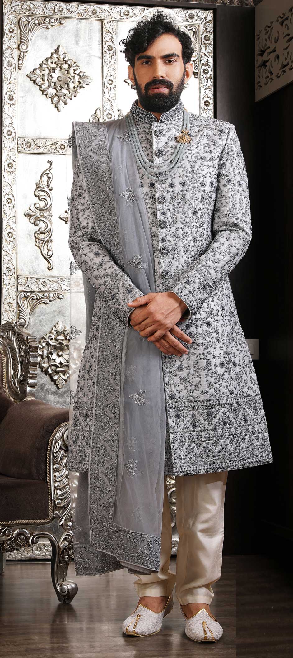 Silk Black Sherwani