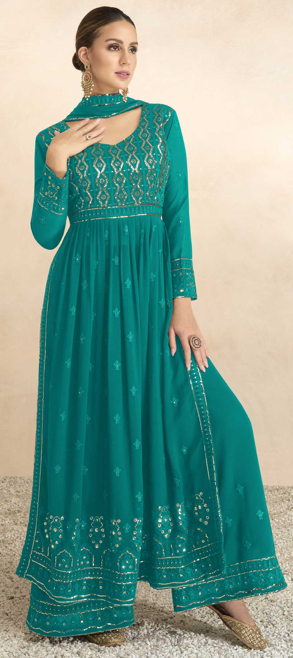 Festive, Reception Blue color fabric Salwar Kameez 1863391