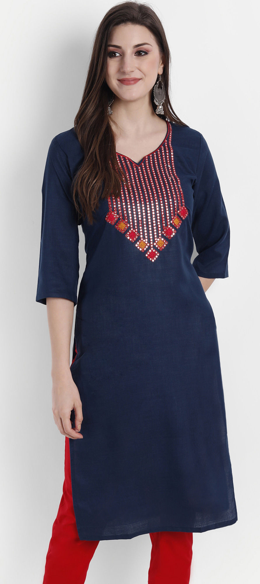 Casual Blue color Cotton fabric Kurti 1881289