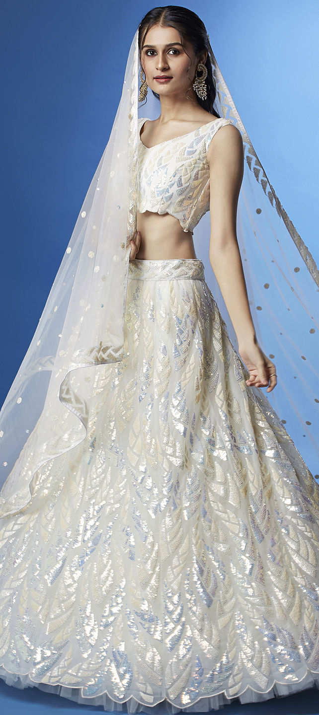 Elegant Bridal Lehenga Set For Women Featuring White Net Embroidery - Rent main image 0