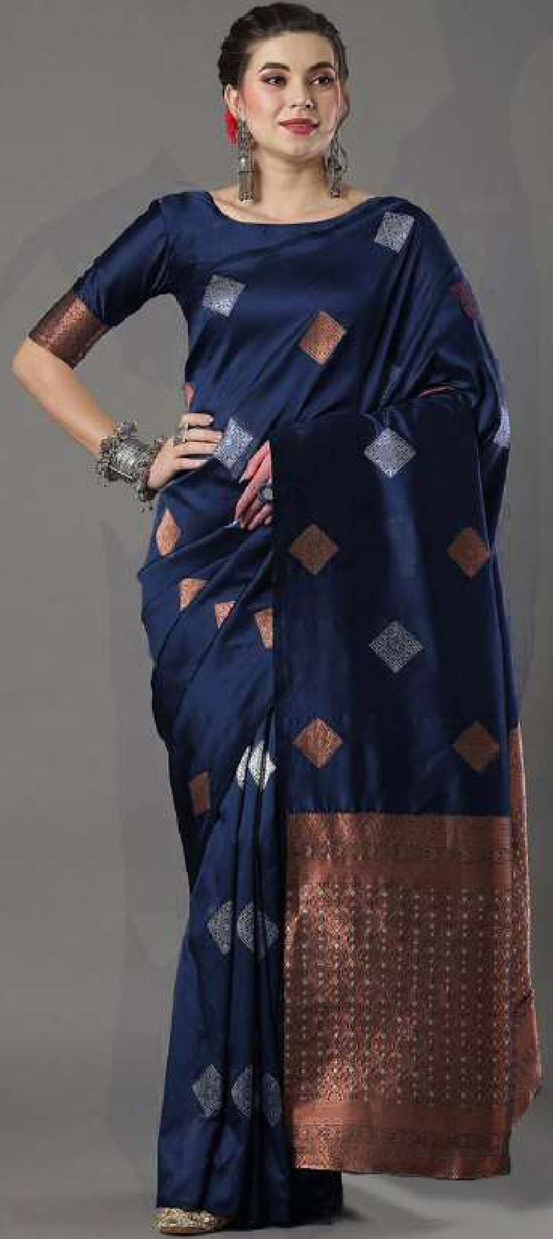 Floral Weaving Teal Blue Banarasi Silk Traditional Saree