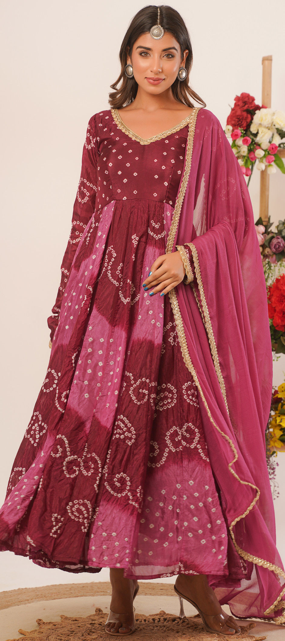 Purple Poly Silk Partywear Self Design Dresses main image 0