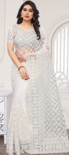 White And Off White Sarees White Silk Saris For Wedding