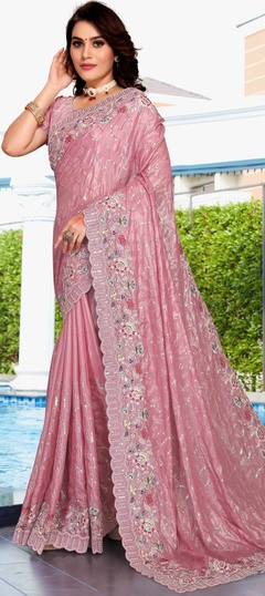 Baby pink bridal saree hotsell