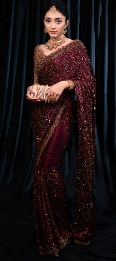 Red And Maroon Sarees Plain Red Sarees With Black Border